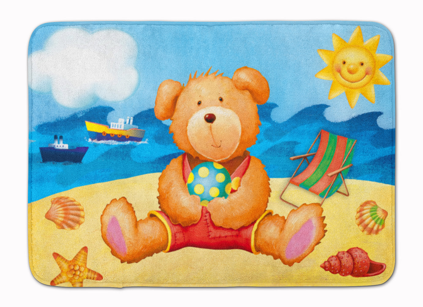 Teddy Bear on the Beach Machine Washable Memory Foam Mat APH0088RUG - the-store.com