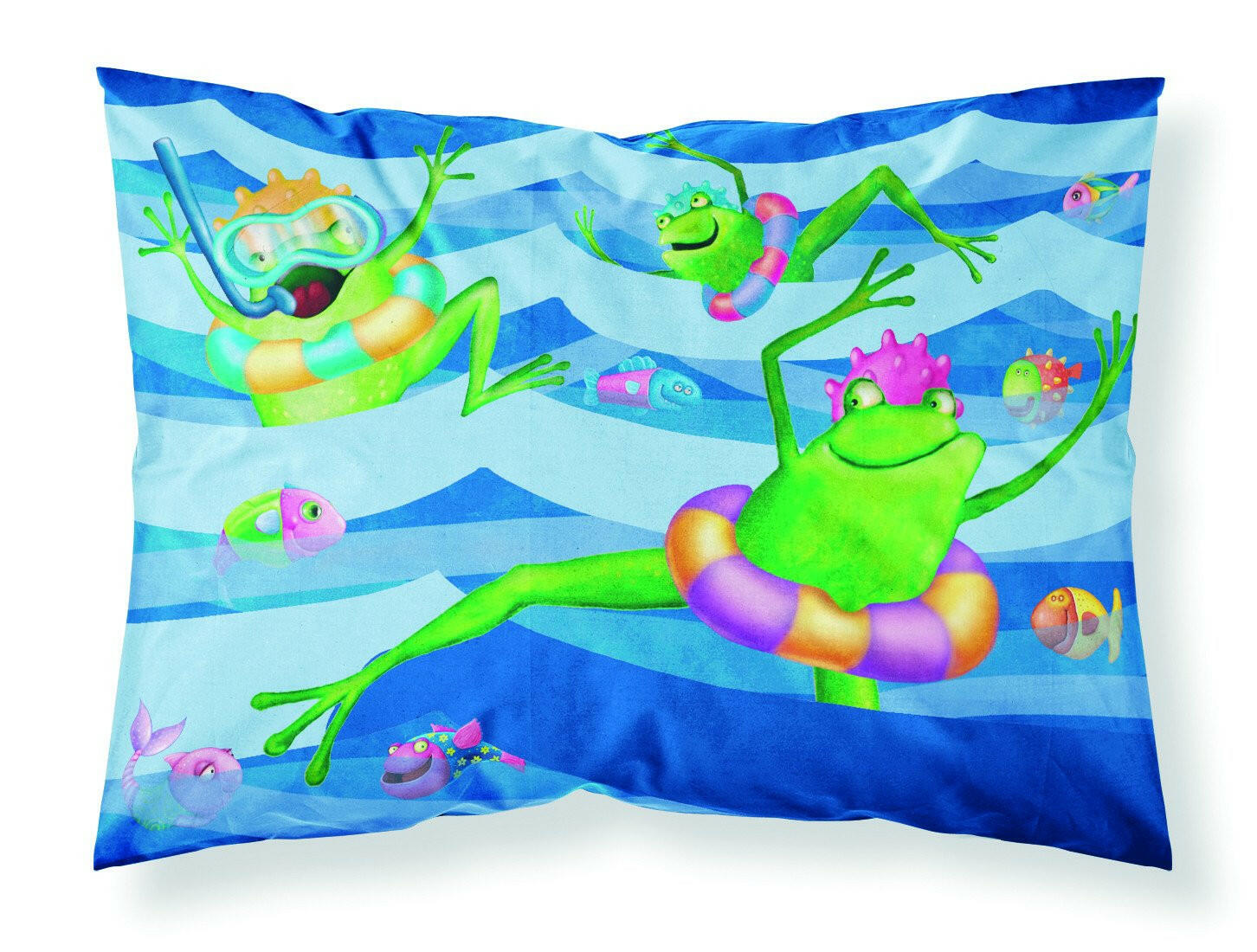 Frogs Swimming Fabric Standard Pillowcase APH0089PILLOWCASE by Caroline's Treasures