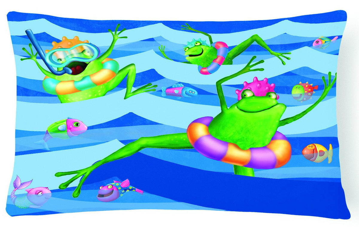 Frogs Swimming Fabric Decorative Pillow APH0089PW1216 by Caroline&#39;s Treasures