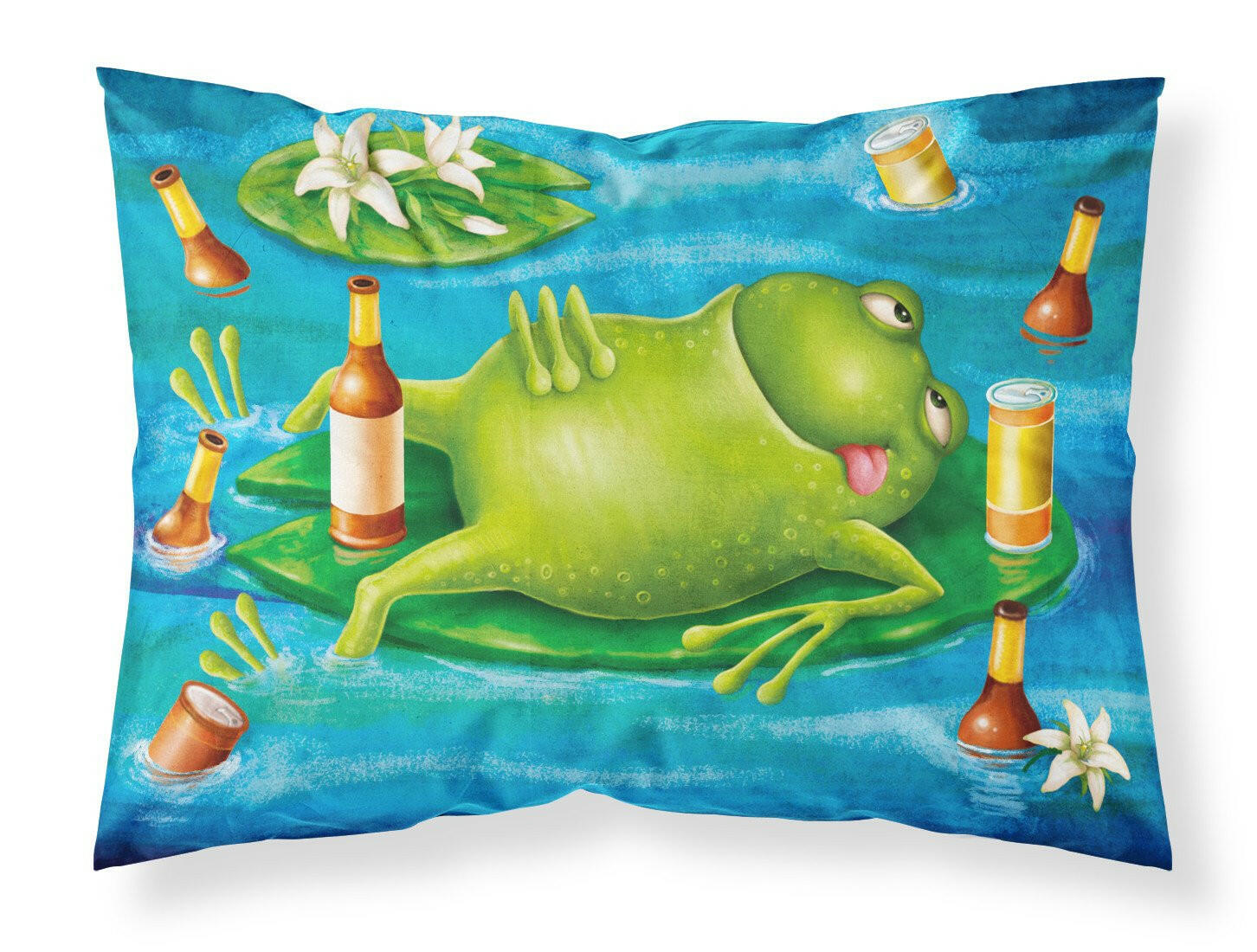 Frog Drinking Beer Fabric Standard Pillowcase APH0093PILLOWCASE by Caroline's Treasures