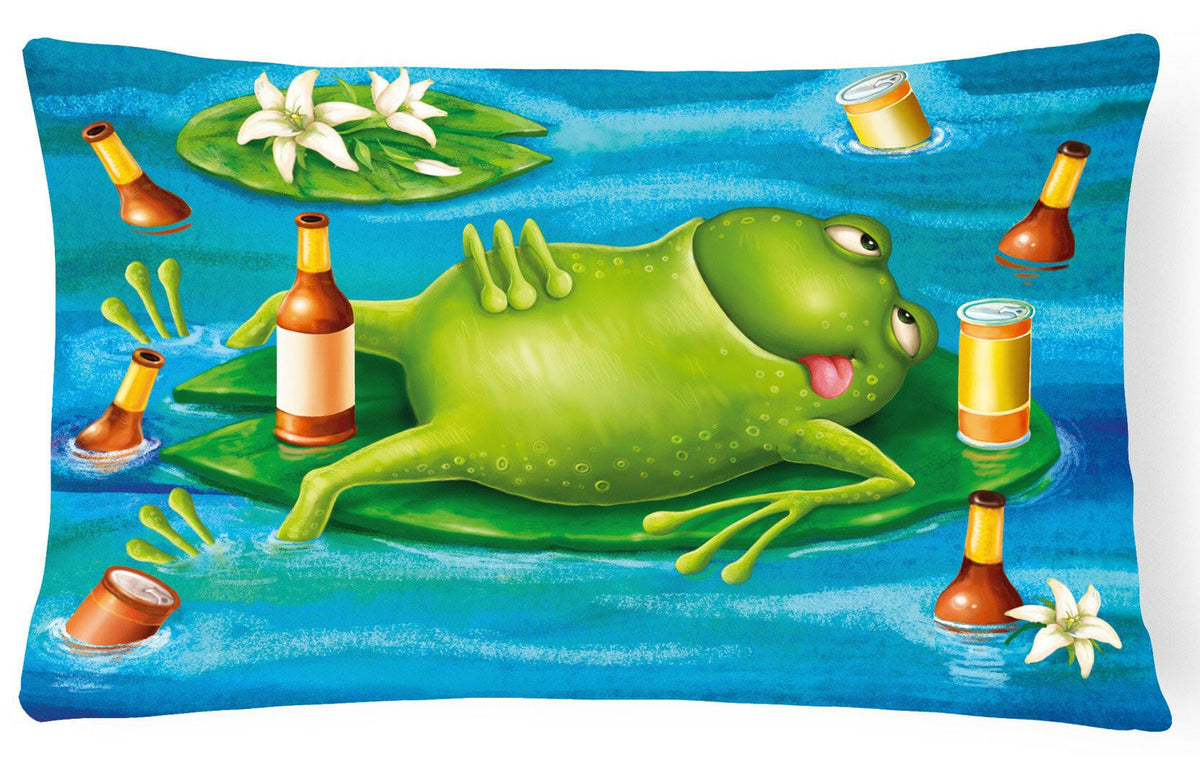 Frog Drinking Beer Fabric Decorative Pillow APH0093PW1216 by Caroline&#39;s Treasures