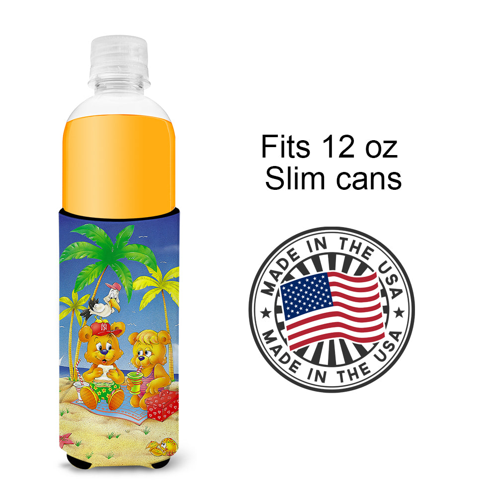 Teddy Bears Picnic on the Beach  Ultra Beverage Insulators for slim cans APH0239MUK  the-store.com.