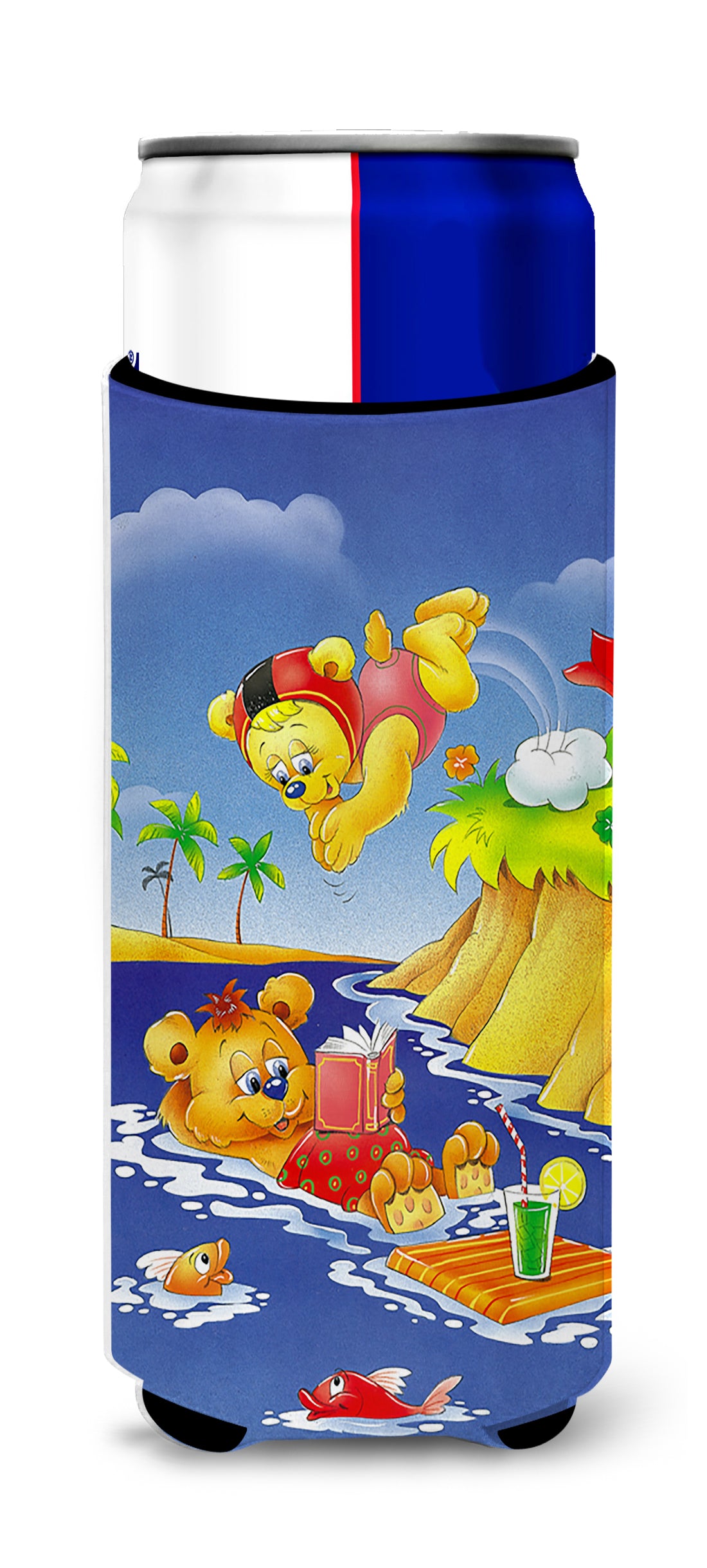 Teddy Bears Swimming and Diving  Ultra Beverage Insulators for slim cans APH0240MUK  the-store.com.