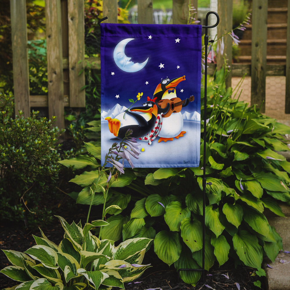 Caroline's Treasures Music under the Moon Penguins Garden Flag - Outdoor Decorative Yard Flag