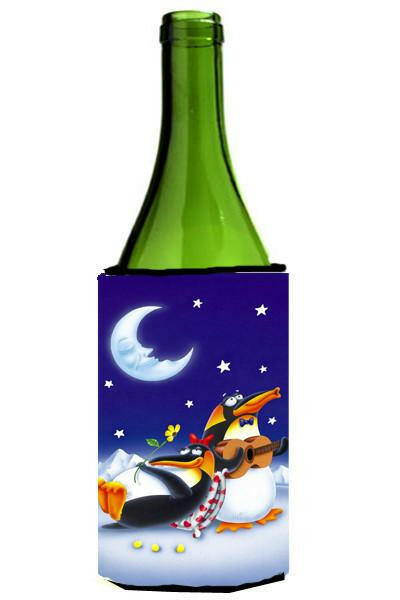 Music under the Moon Penguins Wine Bottle Beverage Insulator Hugger APH0243LITERK by Caroline&#39;s Treasures