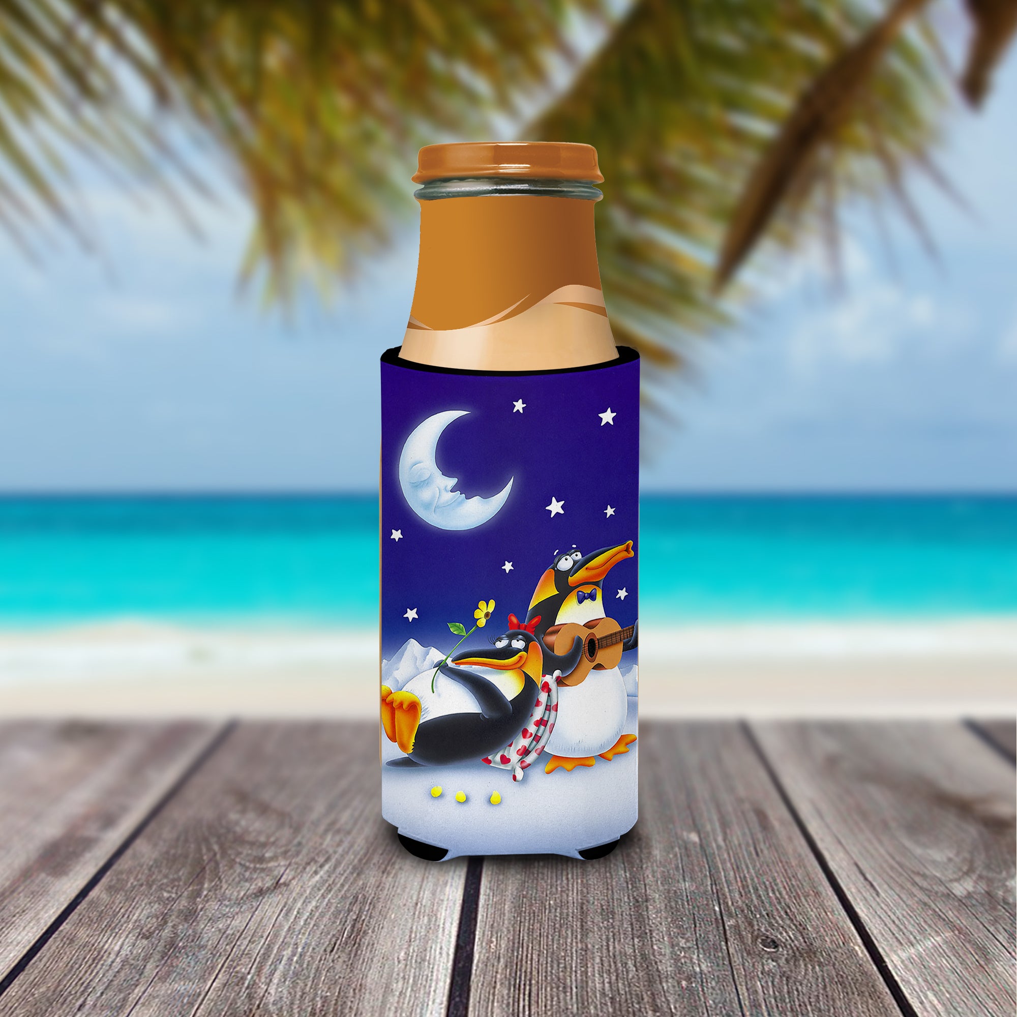 Music under the Moon Penguins  Ultra Beverage Insulators for slim cans APH0243MUK