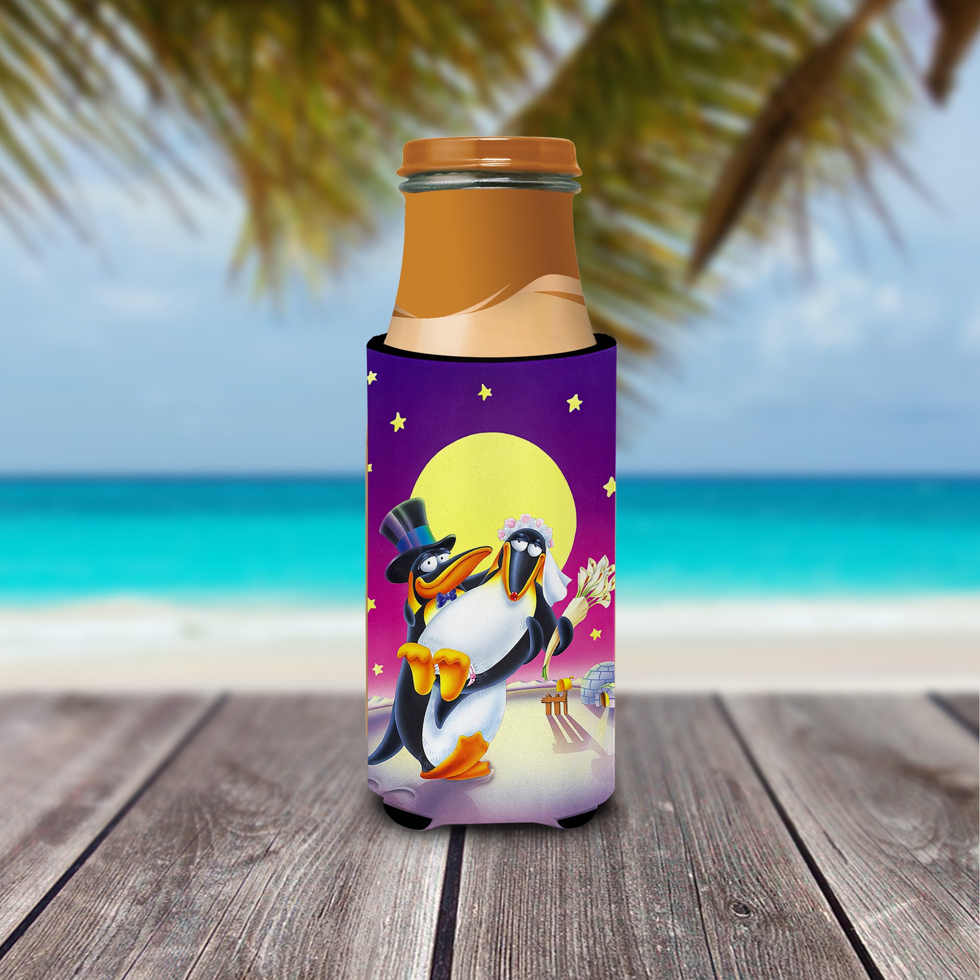 Just Married Wedding Penguins  Ultra Beverage Insulators for slim cans APH0244MUK  the-store.com.