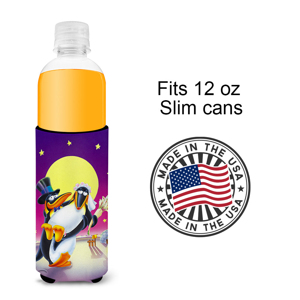 Just Married Wedding Penguins  Ultra Beverage Insulators for slim cans APH0244MUK  the-store.com.