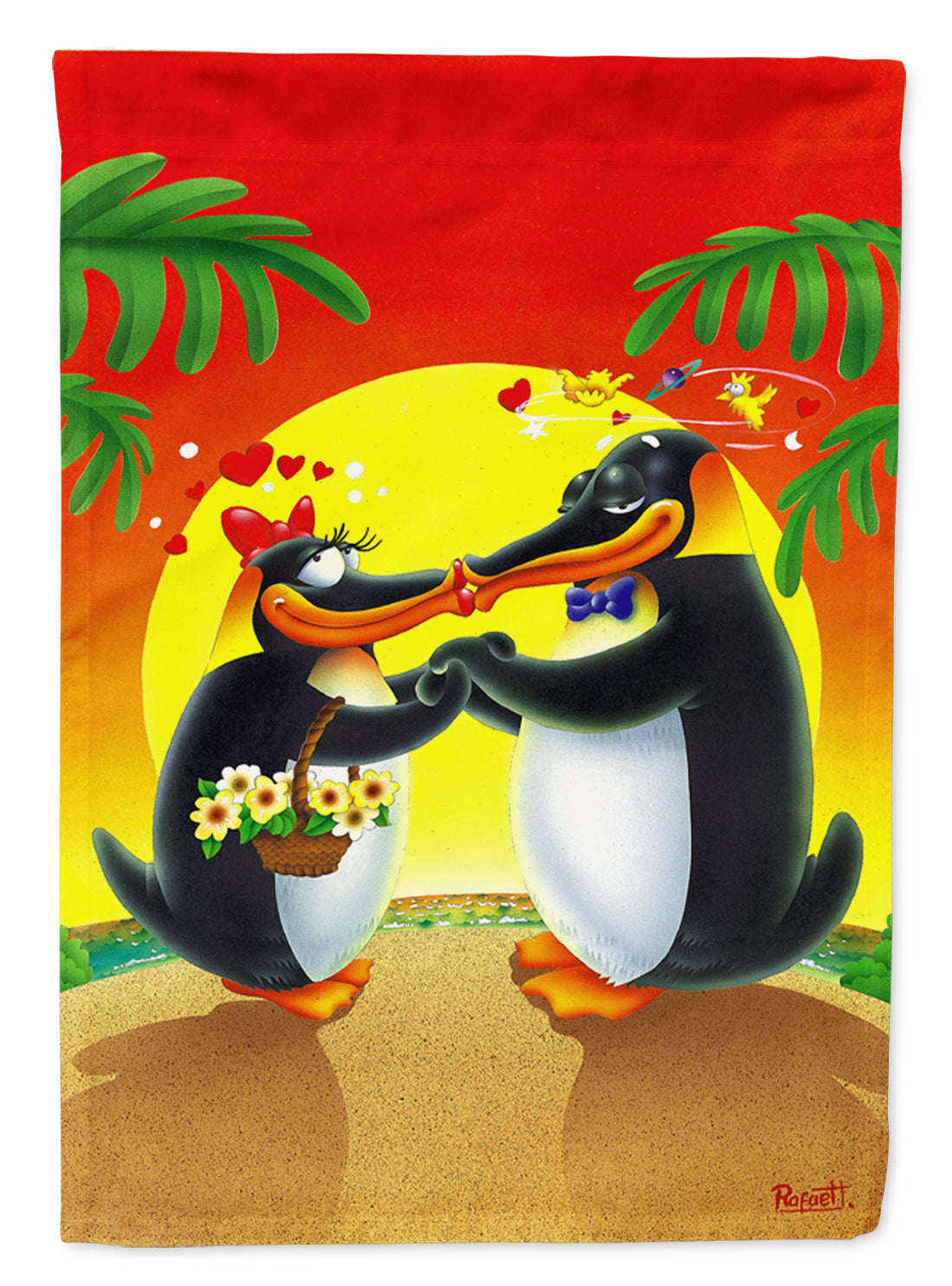 In Love Valentine&#39;s Day Penguins Flag Canvas House Size APH0245CHF