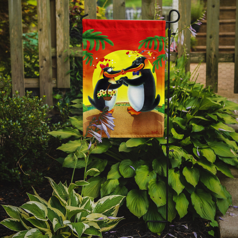 Caroline's Treasures In Love Valentine's Day Penguins Garden Flag - Outdoor Decorative Yard Flag APH0245GF