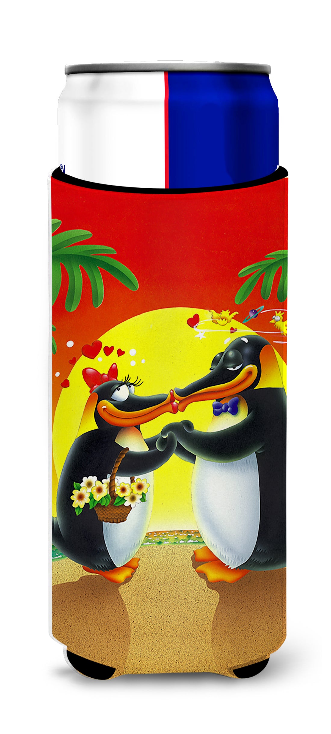 In Love Valentine&#39;s Day Penguins  Ultra Beverage Insulators for slim cans APH0245MUK