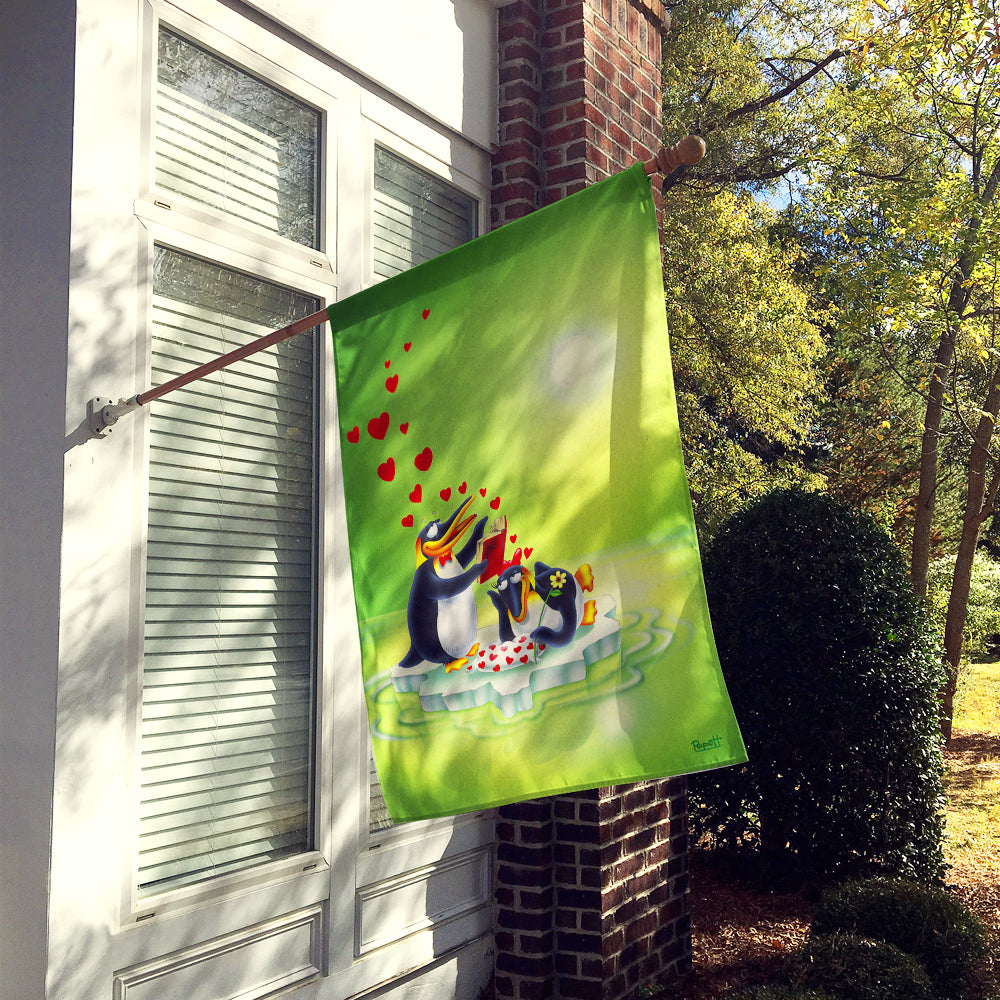 Caroline's Treasures My Love Song Penguins Flag Canvas House Size