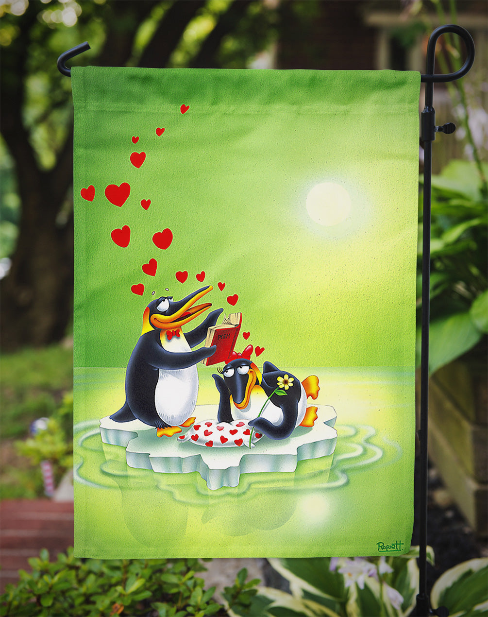 My Love Song Penguins Flag Garden Size