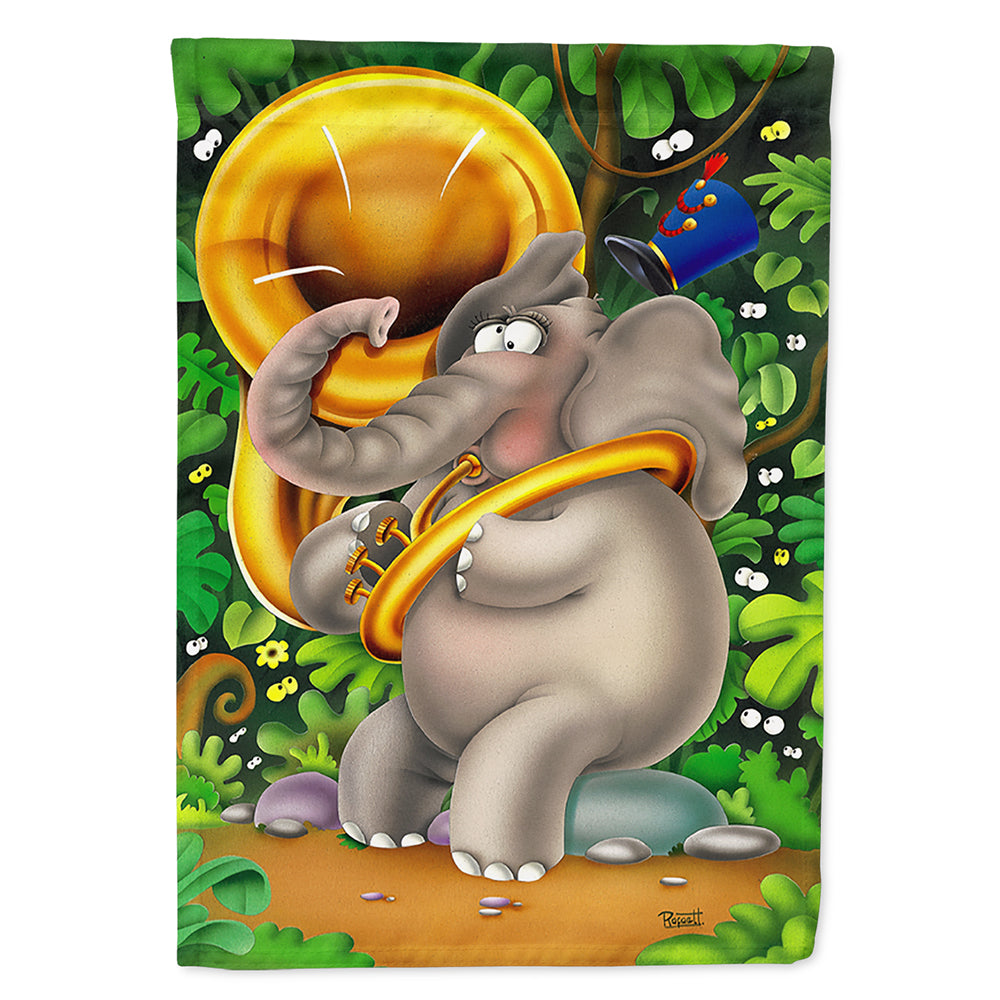 Elephant playing the Tuba Flag Canvas House Size APH0248CHF  the-store.com.