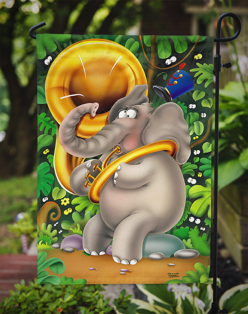 Elephant playing the Tuba Flag Garden Size