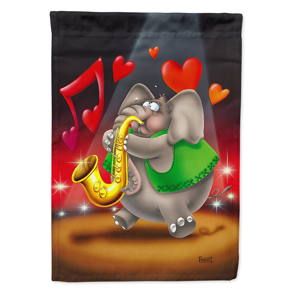 Elephant playing the Saxaphone Flag Canvas House Size  the-store.com.