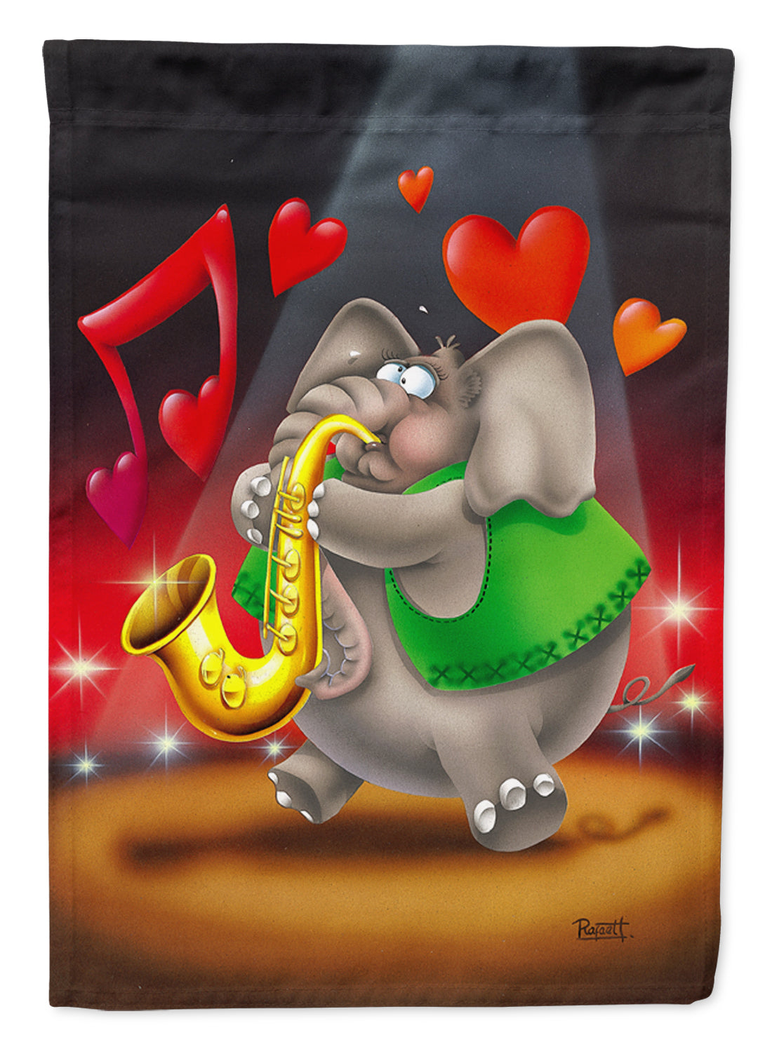 Elephant playing the Saxaphone Flag Garden Size APH0250GF  the-store.com.