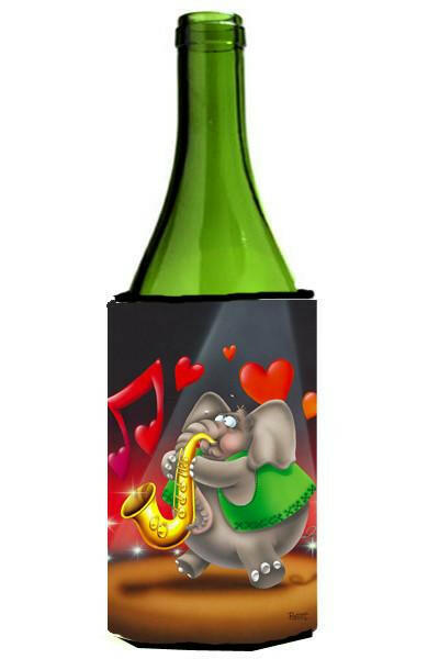 Elephant playing the Saxaphone Wine Bottle Beverage Insulator Hugger APH0250LITERK by Caroline's Treasures