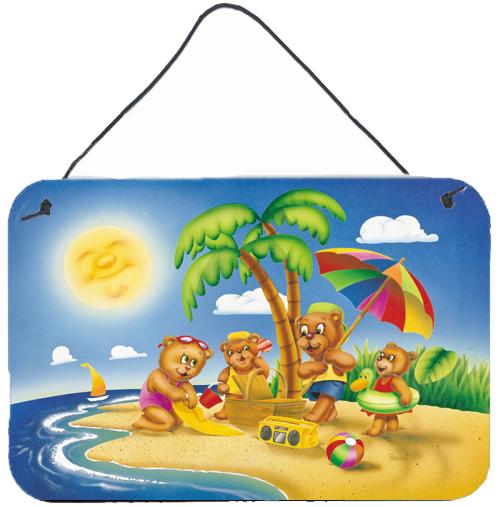 Bears Playing at the Beach Wall or Door Hanging Prints APH0375DS812 by Caroline&#39;s Treasures