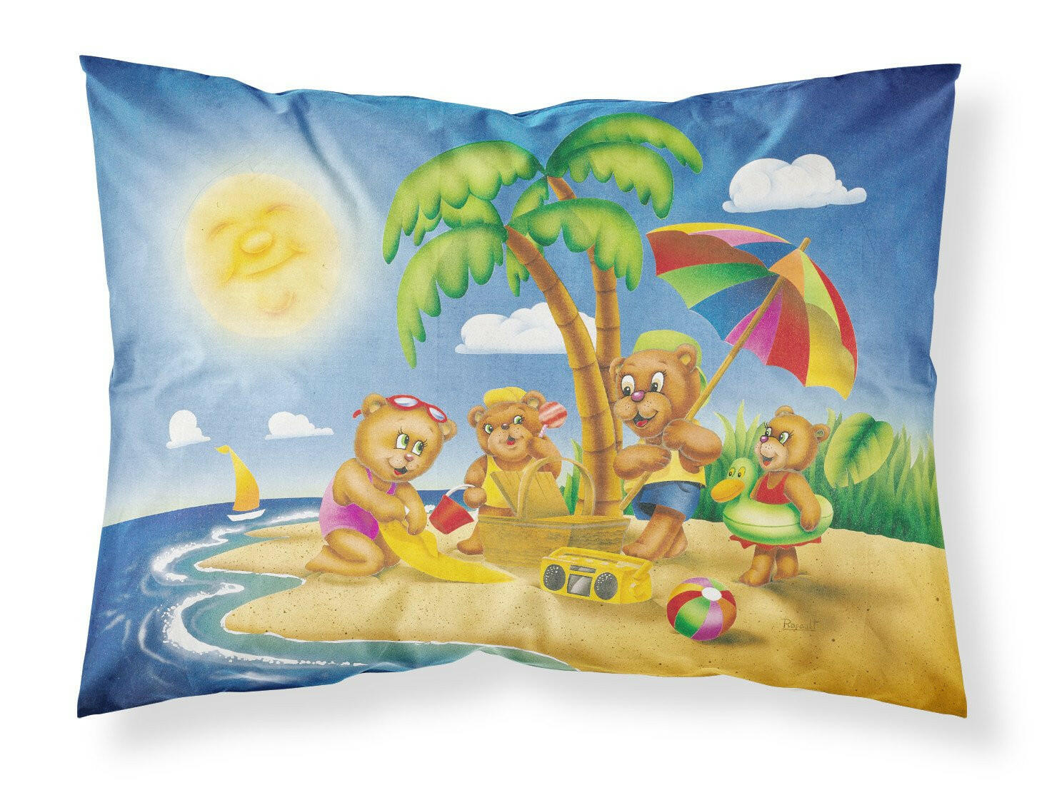 Bears Playing at the Beach Fabric Standard Pillowcase APH0375PILLOWCASE by Caroline's Treasures