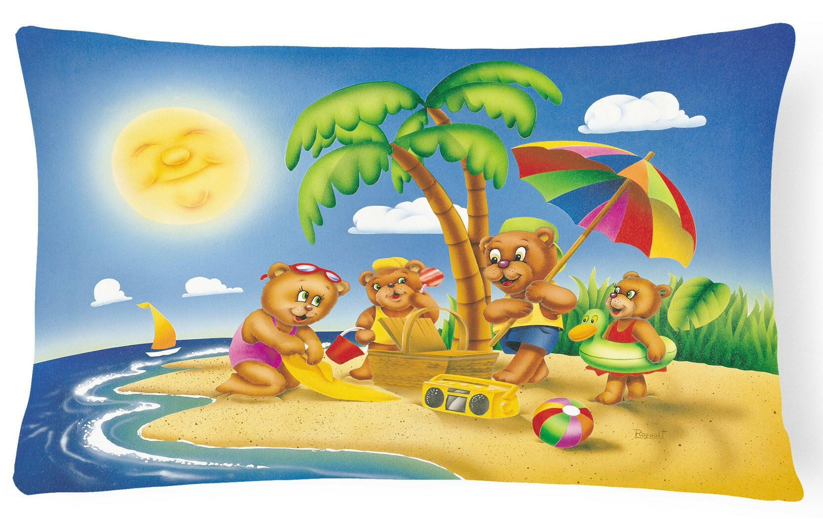 Bears Playing at the Beach Fabric Decorative Pillow APH0375PW1216 by Caroline's Treasures