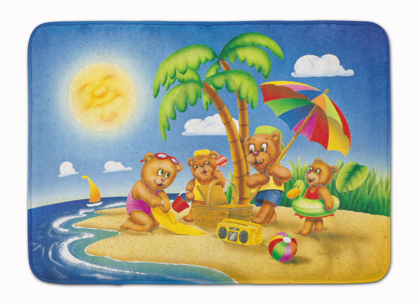 Bears Playing at the Beach Machine Washable Memory Foam Mat APH0375RUG - the-store.com