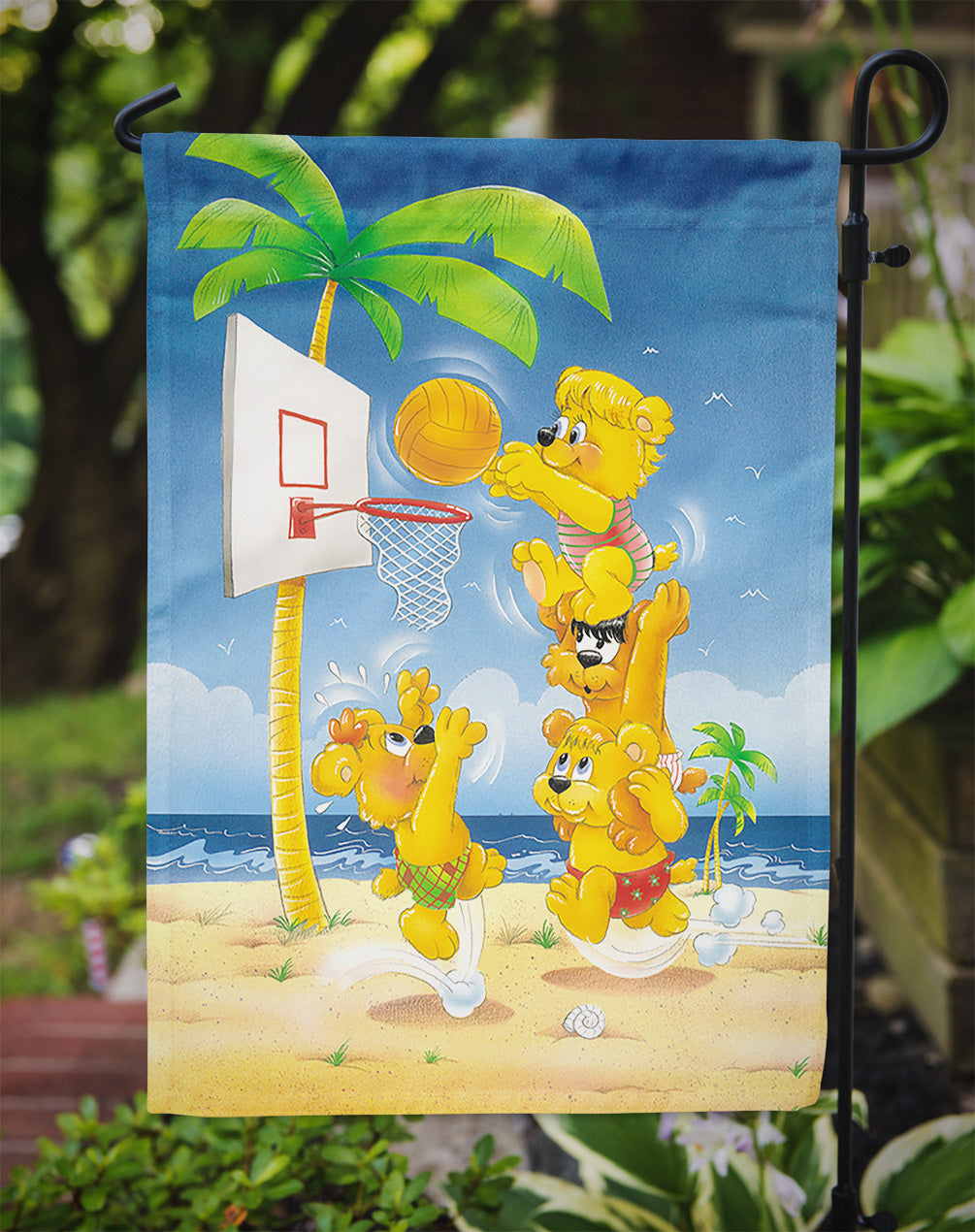 Bears playing Basketball Flag Garden Size APH0388GF  the-store.com.