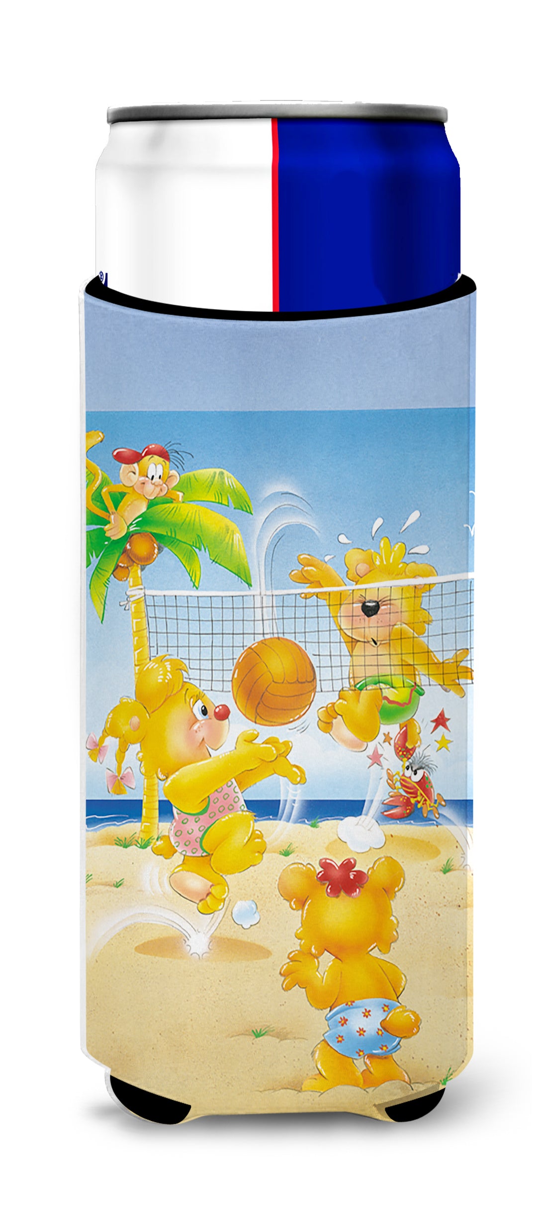 Bears playing Volleyball  Ultra Beverage Insulators for slim cans APH0389MUK  the-store.com.