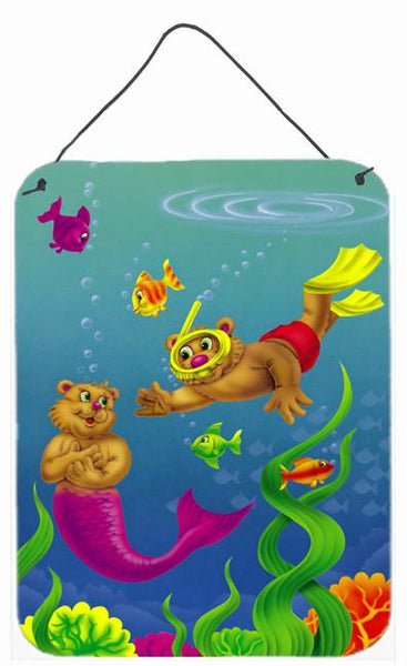 Teddy Bear Mermaid and Diver Wall or Door Hanging Prints APH0414DS1216 by Caroline's Treasures