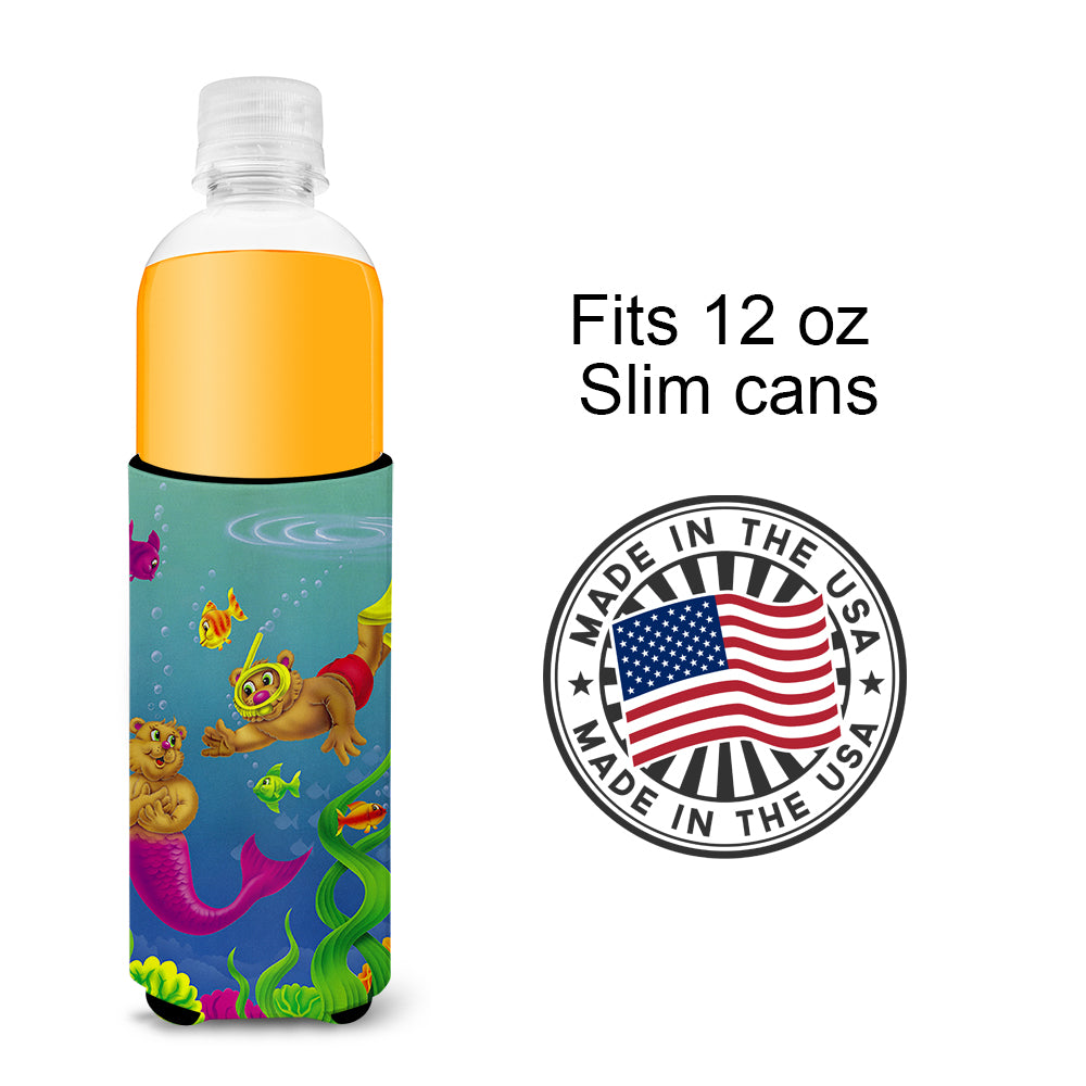 Teddy Bear Mermaid and Diver  Ultra Beverage Insulators for slim cans APH0414MUK  the-store.com.