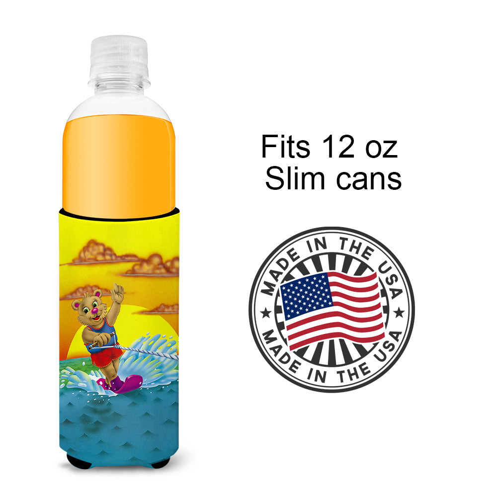 Teddy Bear Water Skiing  Ultra Beverage Insulators for slim cans APH0415MUK  the-store.com.