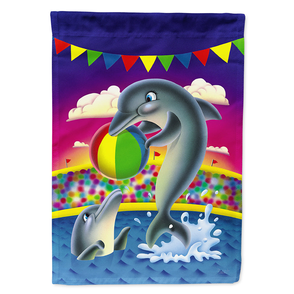 Dolphins performing for the crowds Flag Canvas House Size APH0417CHF