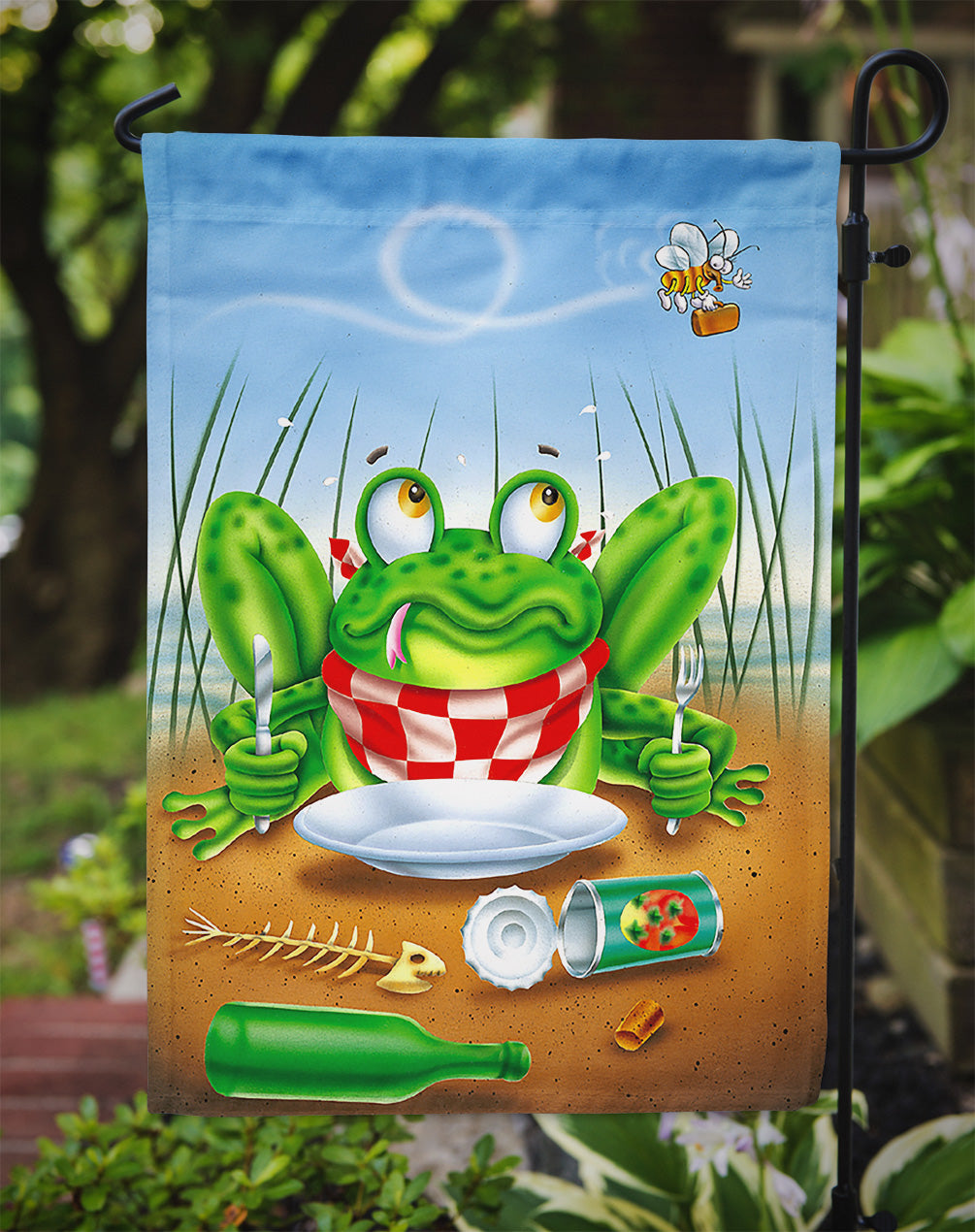 Frog Happy Plate Flag Garden Size