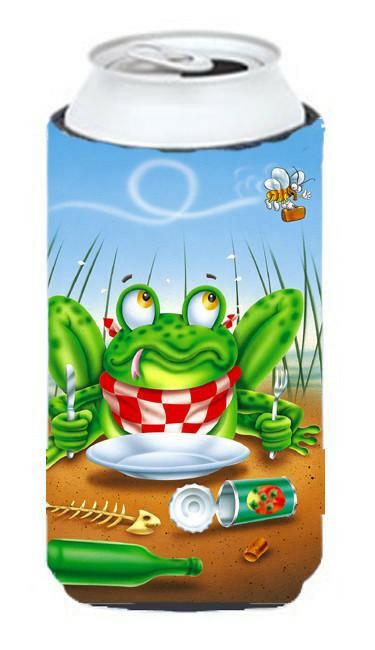 Frog Happy Plate Tall Boy Beverage Insulator Hugger APH0520TBC by Caroline&#39;s Treasures