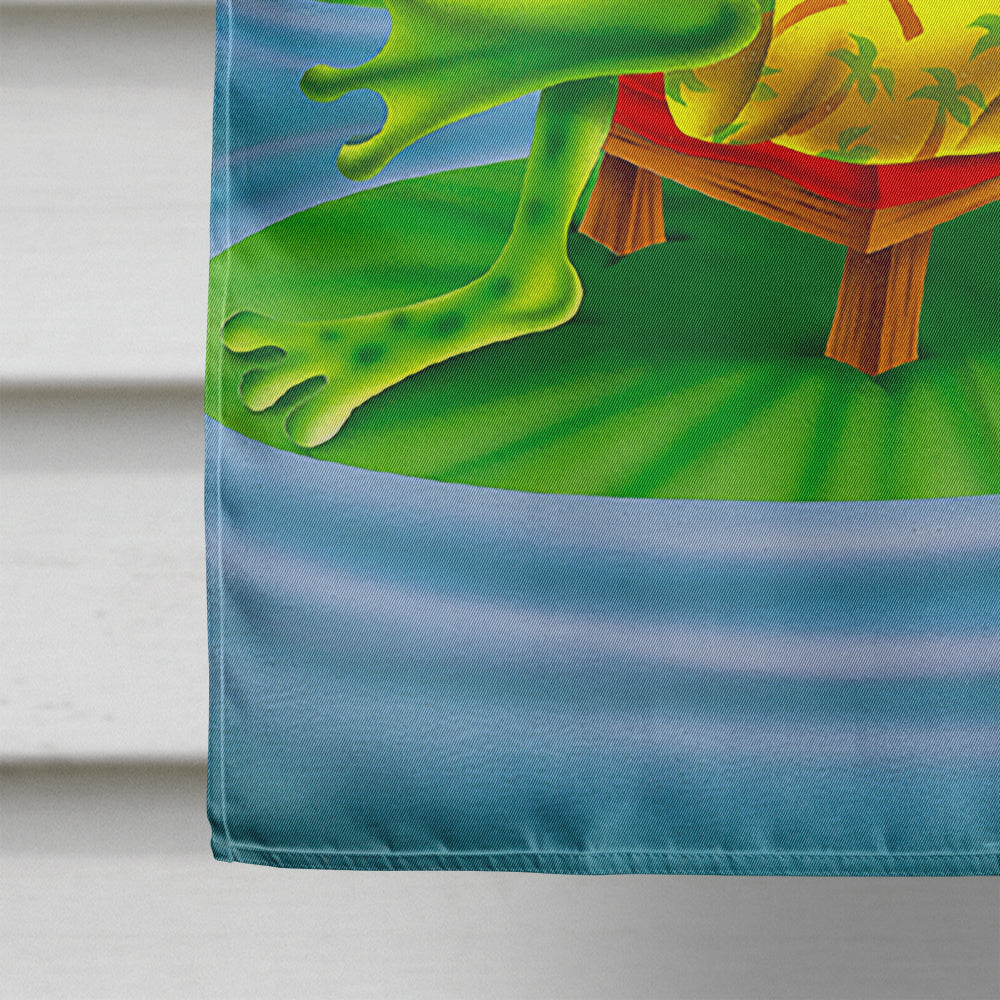 Frog Chilaxin on the Lilly Pad Flag Canvas House Size APH0521CHF