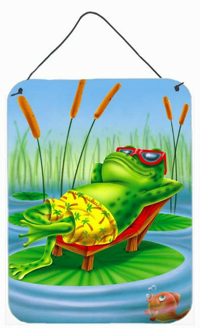 Frog Chilaxin on the Lilly Pad Wall or Door Hanging Prints APH0521DS1216 by Caroline&#39;s Treasures