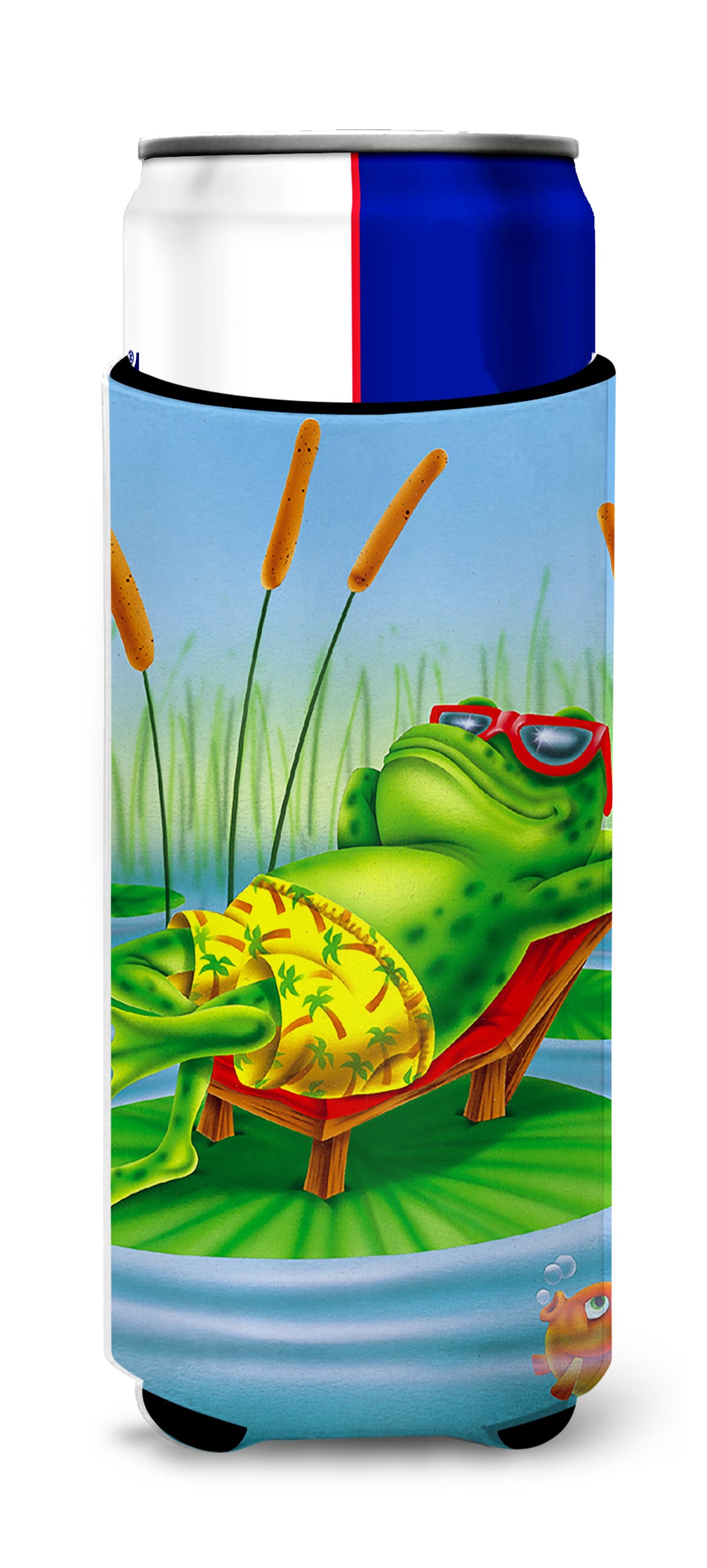 Frog Chilaxin on the Lilly Pad  Ultra Beverage Insulators for slim cans APH0521MUK