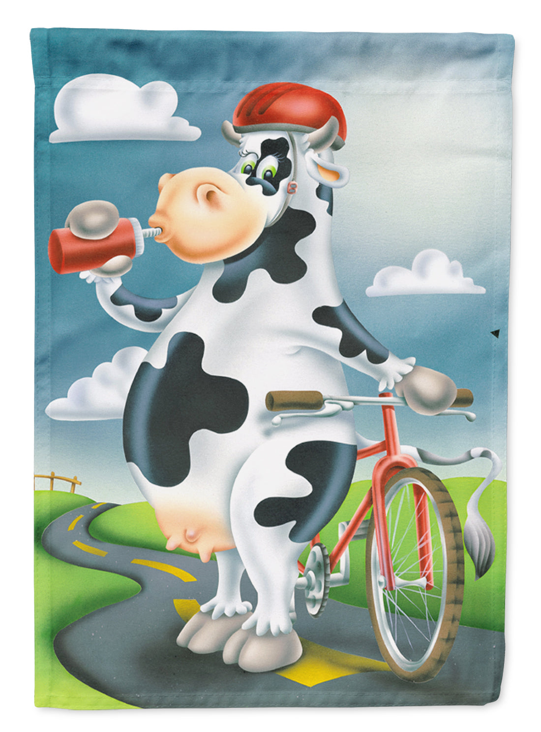 Cow on a Bike Ride Flag Canvas House Size APH0532CHF  the-store.com.