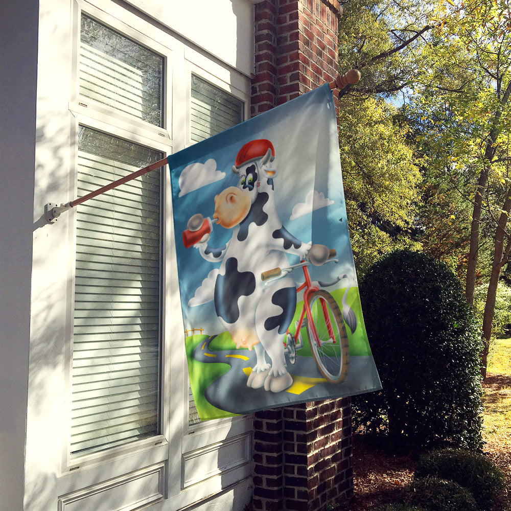 Cow on a Bike Ride Flag Canvas House Size APH0532CHF  the-store.com.