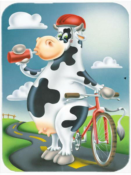 Cow on a Bike Ride Glass Cutting Board Large APH0532LCB by Caroline&#39;s Treasures