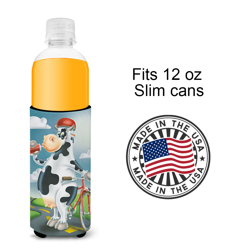 Cow on a Bike Ride  Ultra Beverage Insulators for slim cans APH0532MUK
