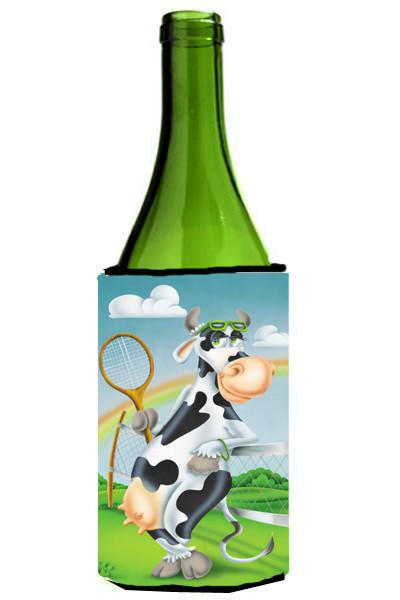 Cow playing Tennis Wine Bottle Beverage Insulator Hugger APH0533LITERK by Caroline&#39;s Treasures