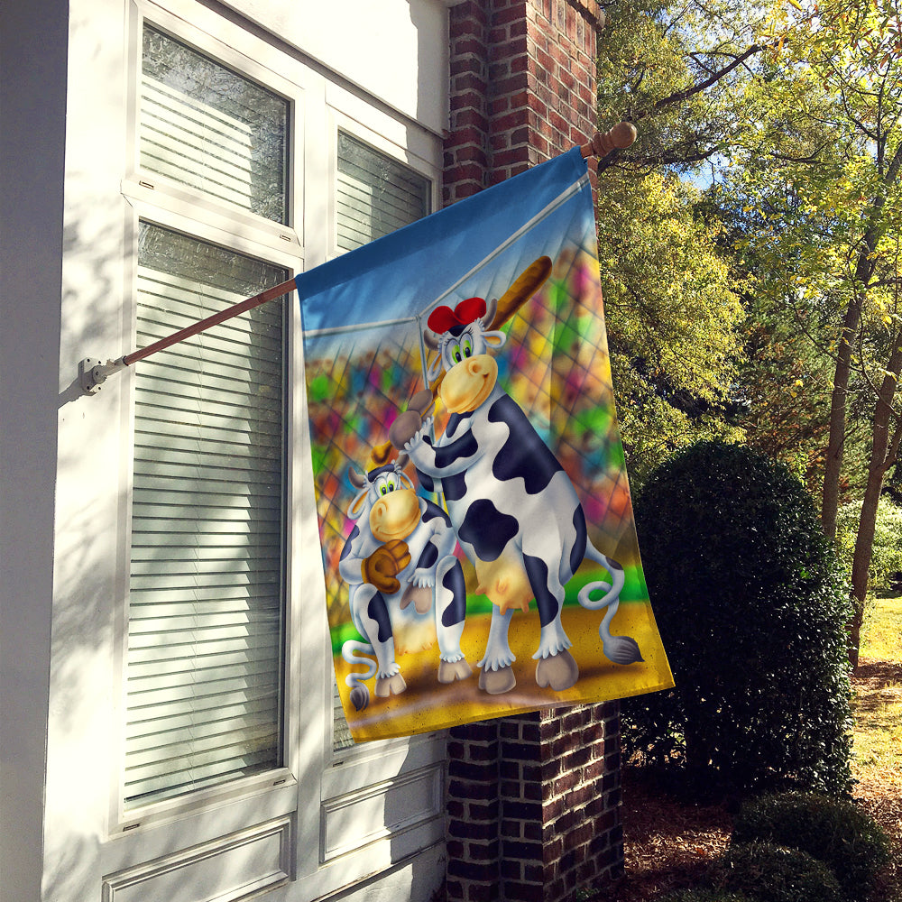 Cow playing Baseball Flag Canvas House Size APH0534CHF