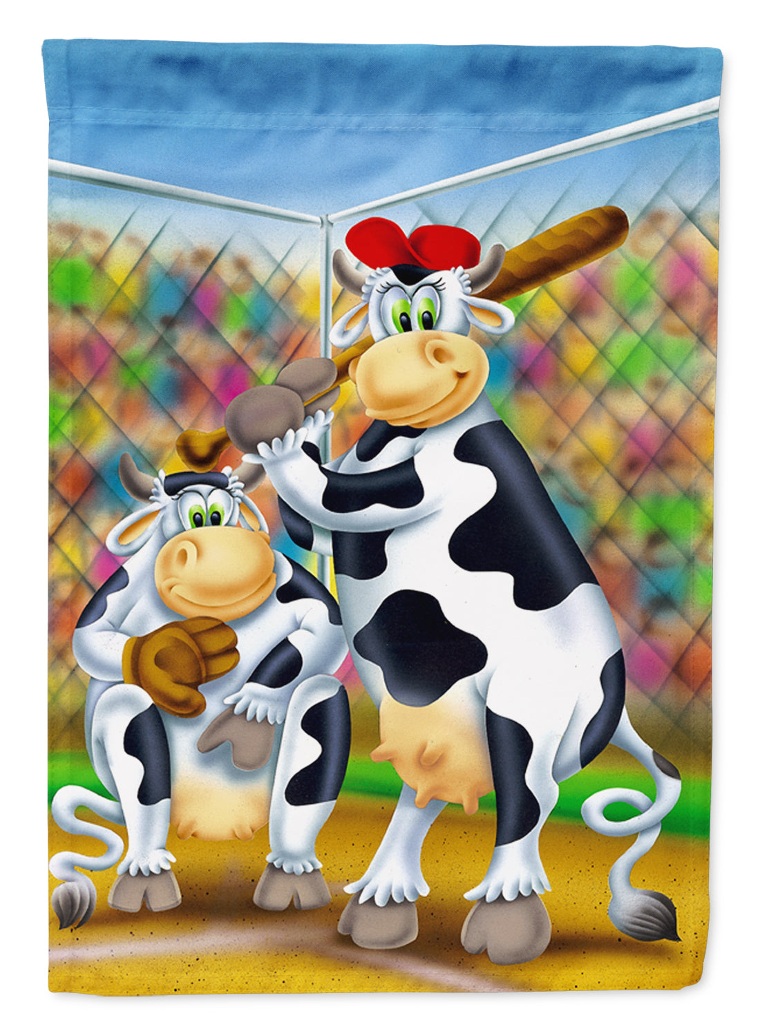 Cow playing Baseball Flag Canvas House Size APH0534CHF  the-store.com.