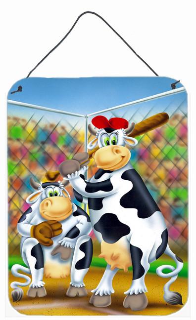 Cow playing Baseball Wall or Door Hanging Prints APH0534DS1216 by Caroline&#39;s Treasures