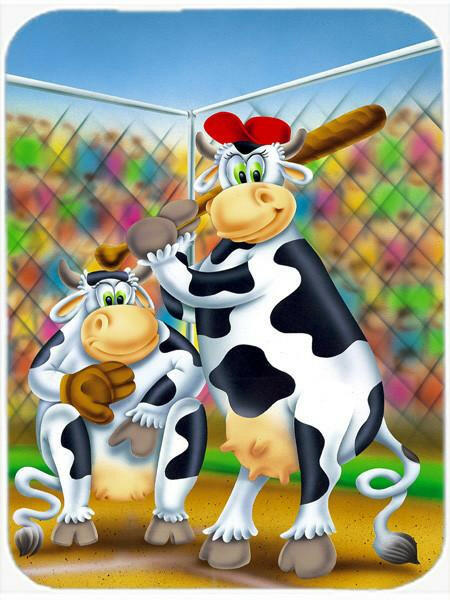 Cow playing Baseball Glass Cutting Board Large APH0534LCB by Caroline&#39;s Treasures