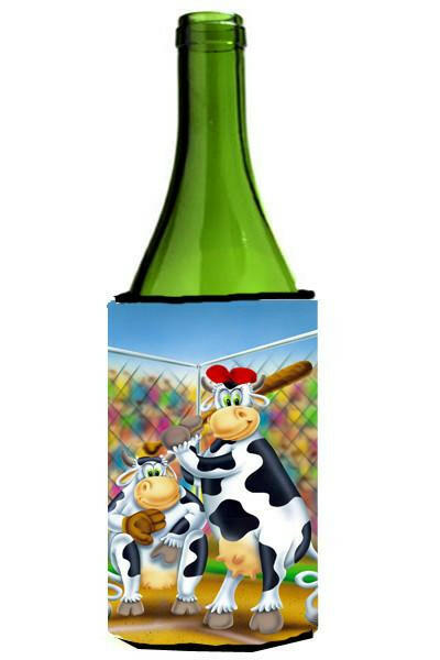 Cow playing Baseball Wine Bottle Beverage Insulator Hugger APH0534LITERK by Caroline's Treasures