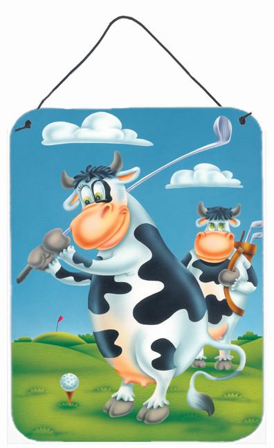 Cow playing Golf Wall or Door Hanging Prints APH0535DS1216 by Caroline&#39;s Treasures