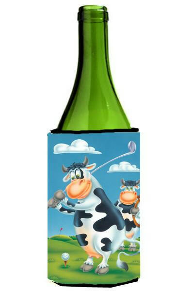 Cow playing Golf Wine Bottle Beverage Insulator Hugger APH0535LITERK by Caroline&#39;s Treasures
