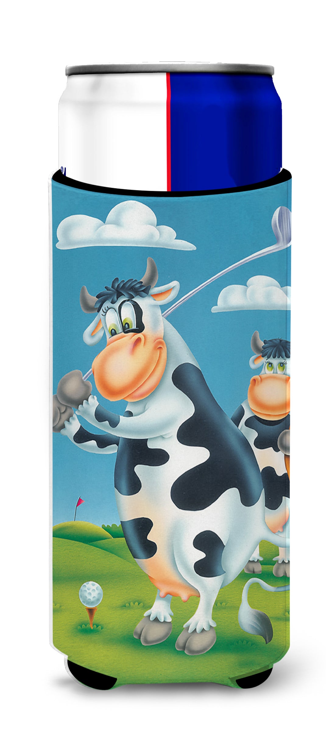 Cow playing Golf  Ultra Beverage Insulators for slim cans APH0535MUK